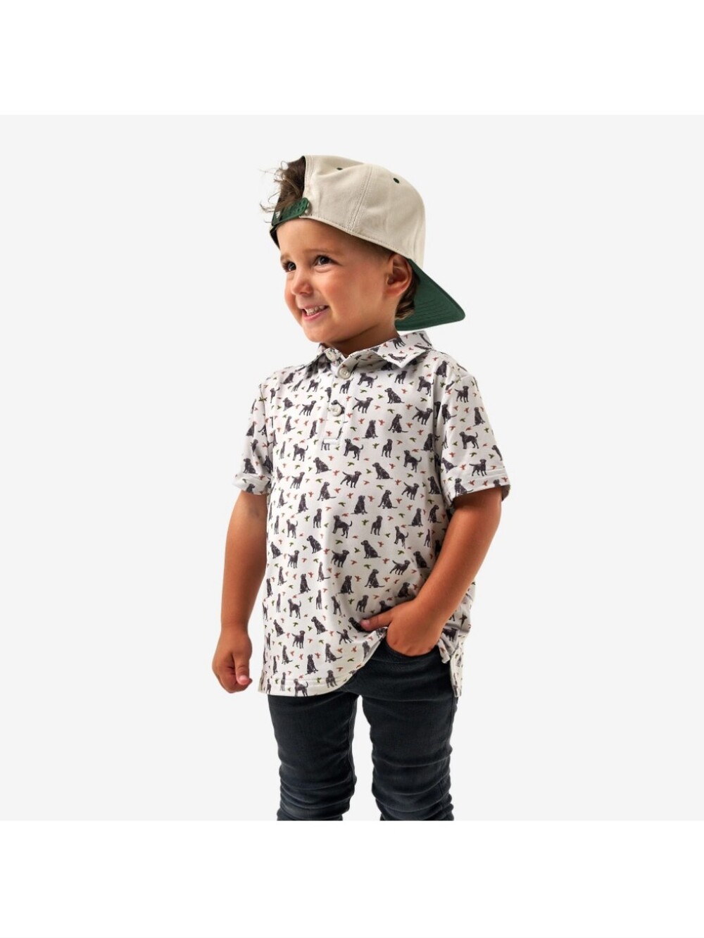 BURLEBO Youth Performance Polo - Ducks and Dogs- M(8)